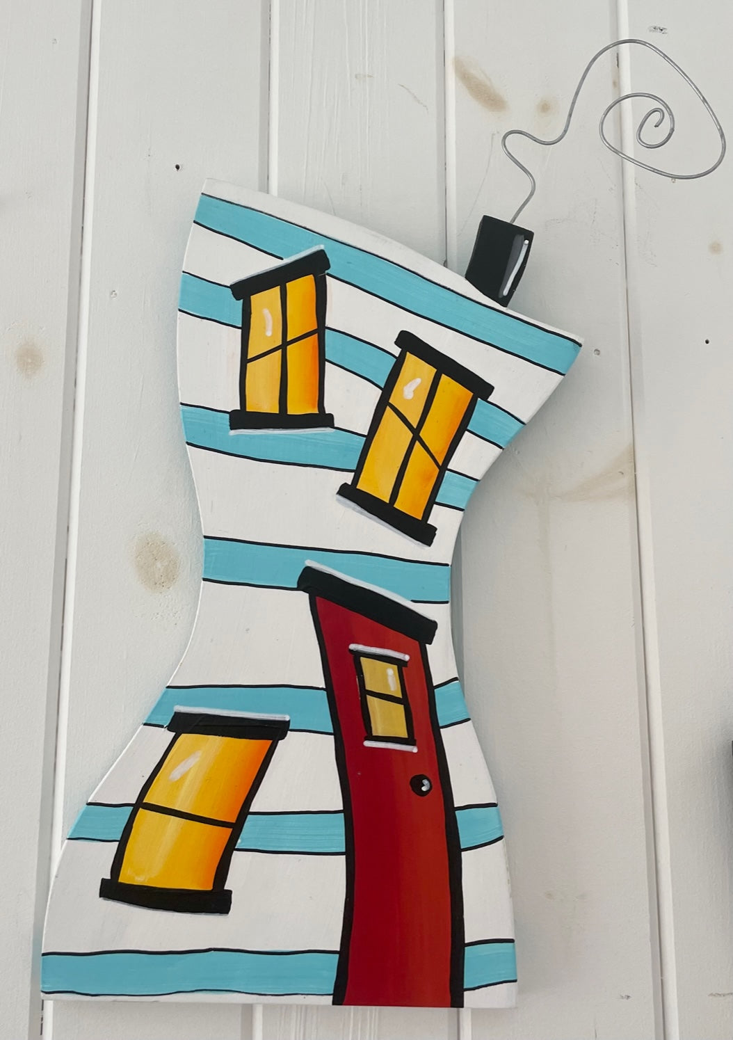 (SALE)Original - Downtown Dancing House White House/Red Door