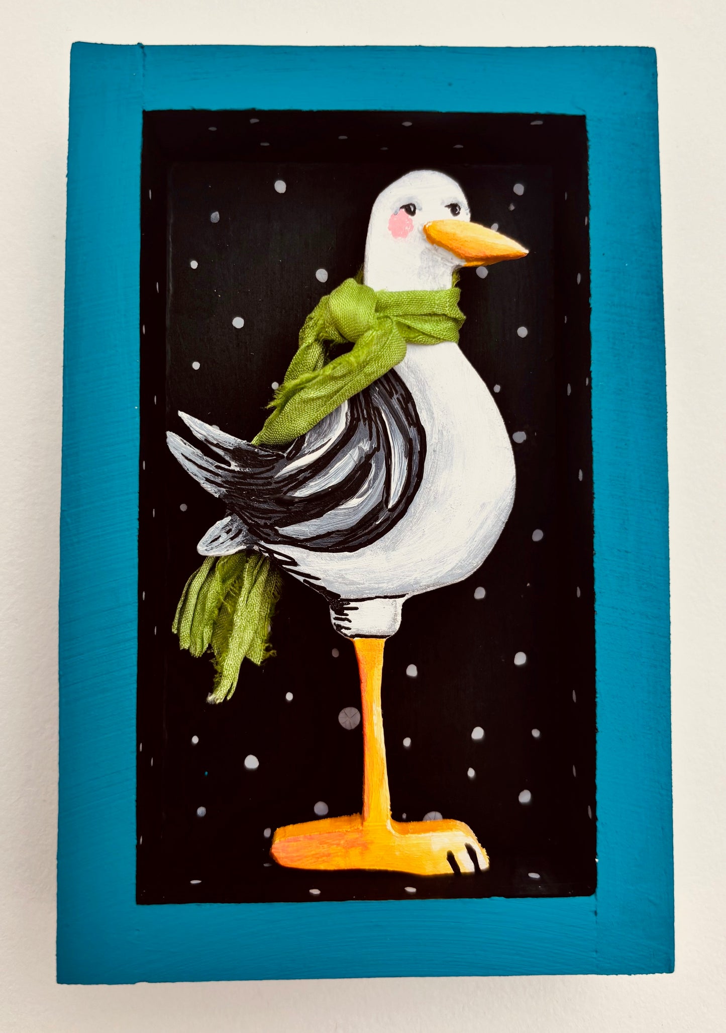 (SOLD )Teeny Tiny Original - Gulliver Has a New Silk Scarf