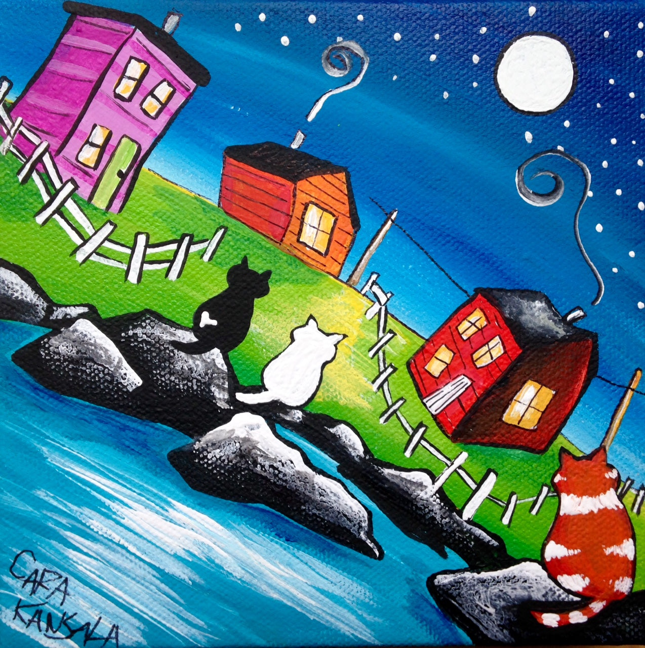 (SOLD)The Old Orange Cat and the Sister's Sweet from French's Cove Were Starstruck by the Strawberry Moon