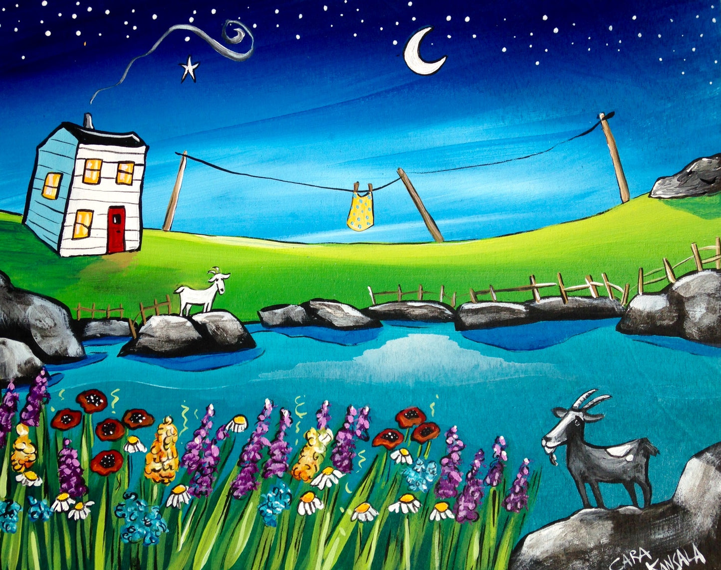 (SOLD)On Summer Nights, Peppa the Goat Would Gamble Across the Tickle to Bring Lupines to Daisy because They Were Her Favourite