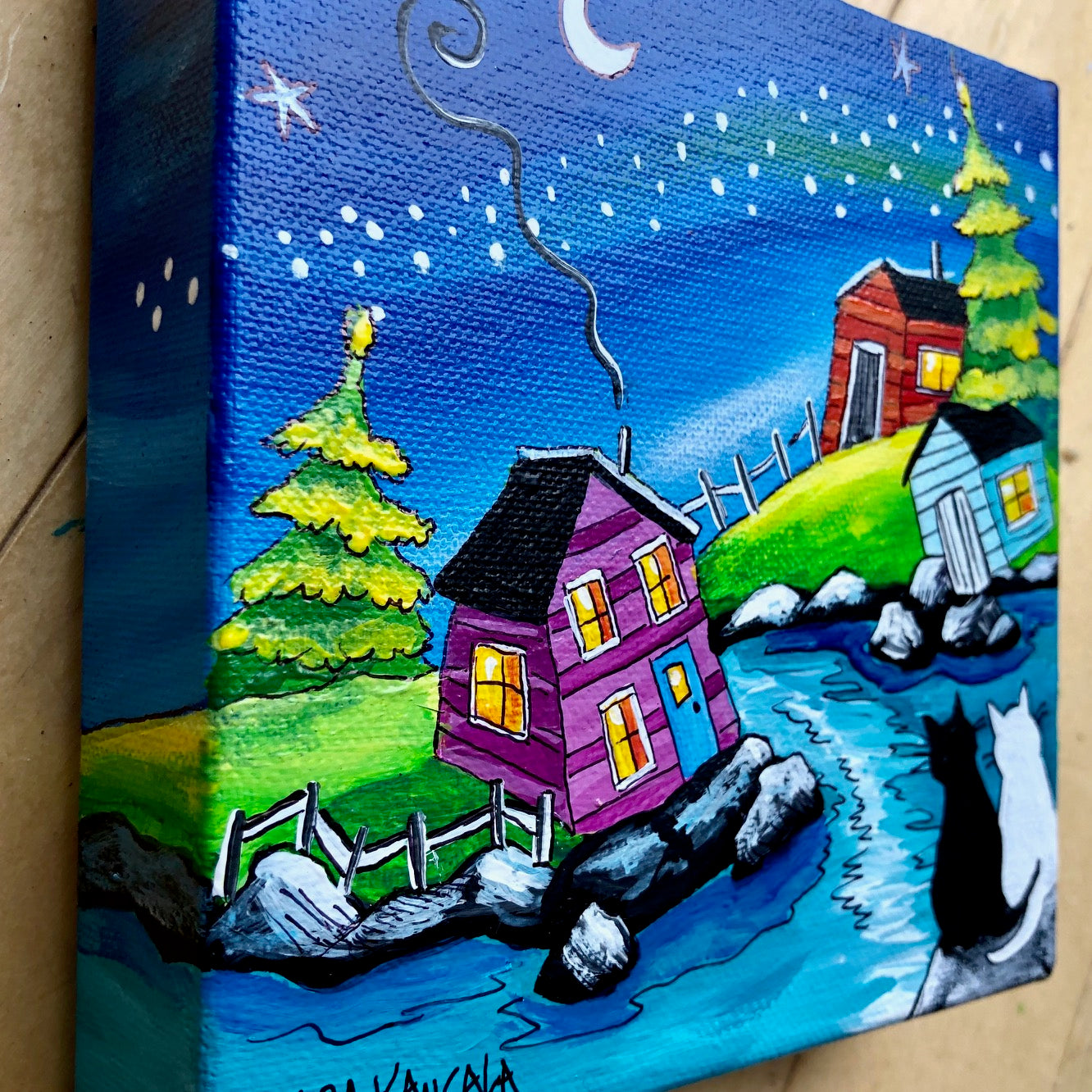 (SOLD)"Can you hear the stars twinkling?" asked the Snow White Cat. "Yes," said Pepper, "they are singing our favourite song"