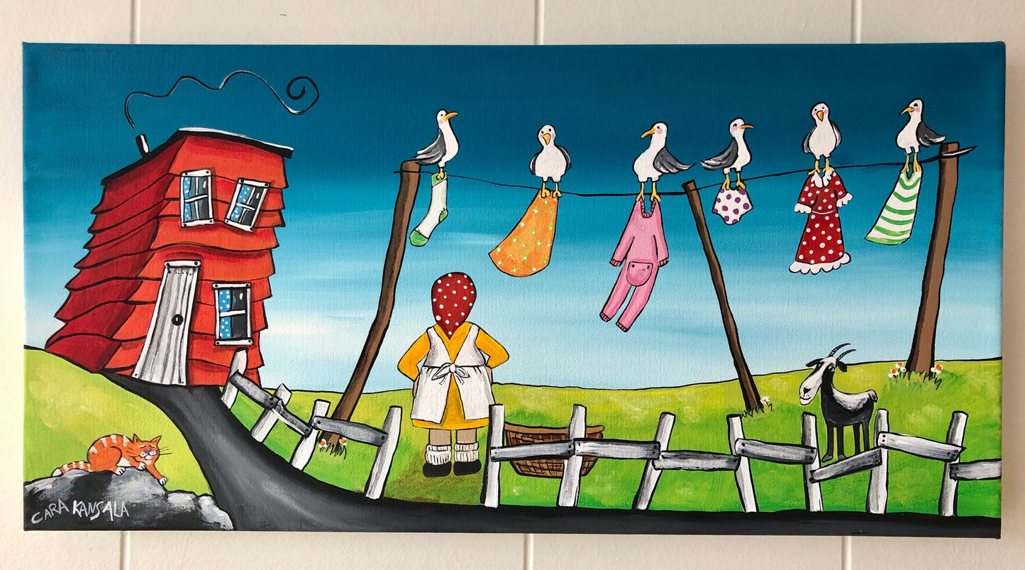 (SOLD) Piggy the Goat Ate All of Nan's Clothespins for the 3rd Time this Month