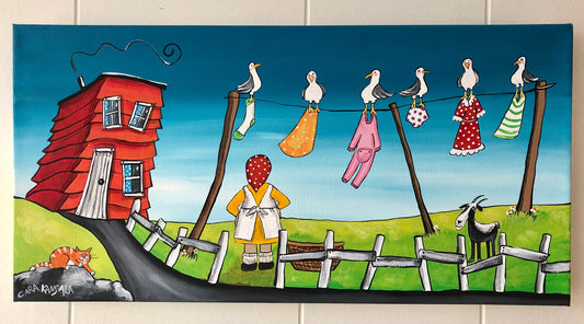 (SOLD) Piggy the Goat Ate All of Nan's Clothespins for the 3rd Time this Month