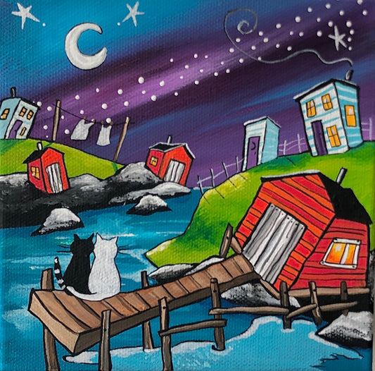 (SOLD) "Will you sit with me until morning?" asked the little black cat. "Oh yes," said Milky, and snuggled in tight.