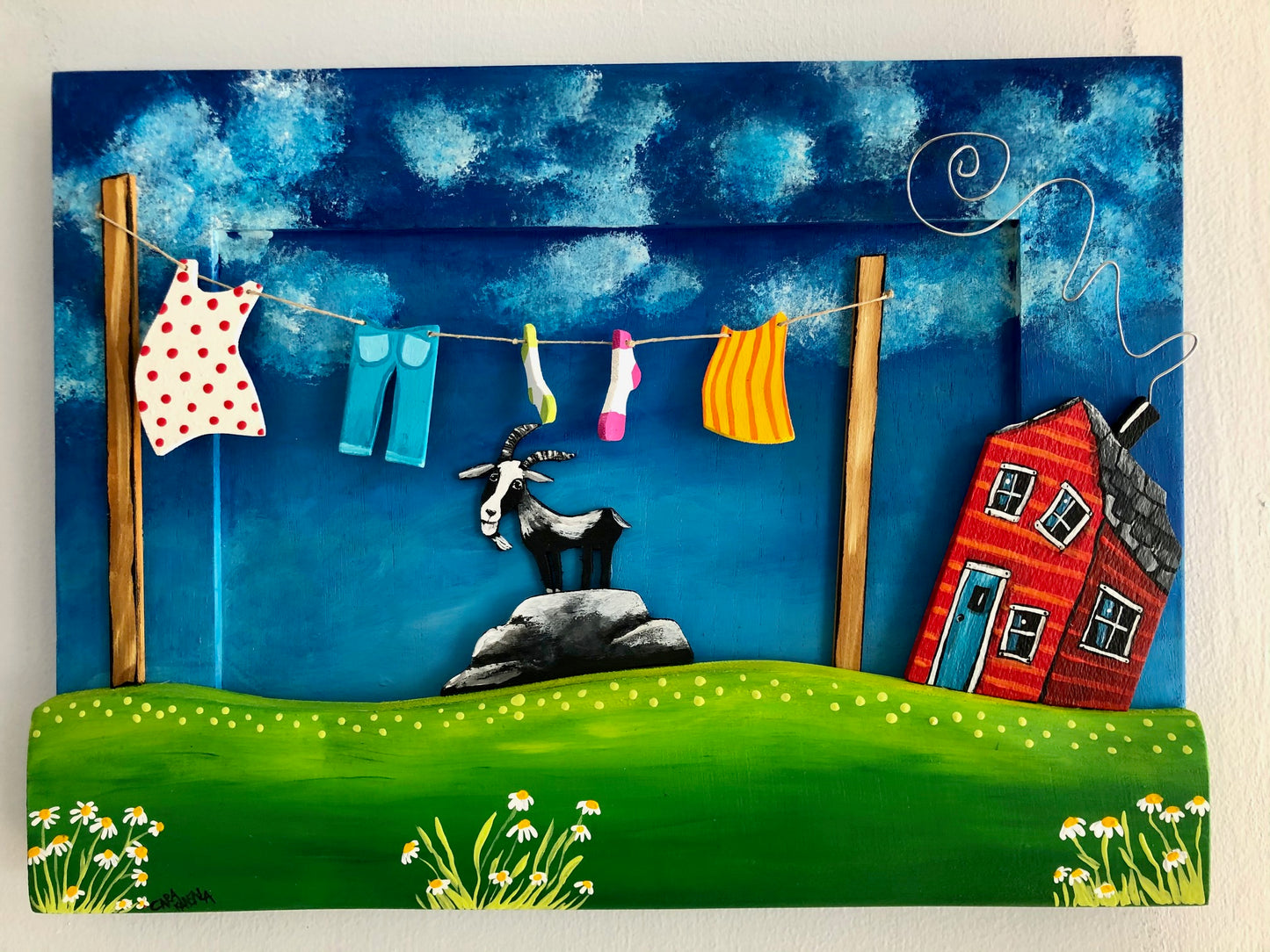 (SOLD) A pink sock for breakfast, a green sock for lunch, tomorrow I'll eat the blue blanket for brunch!