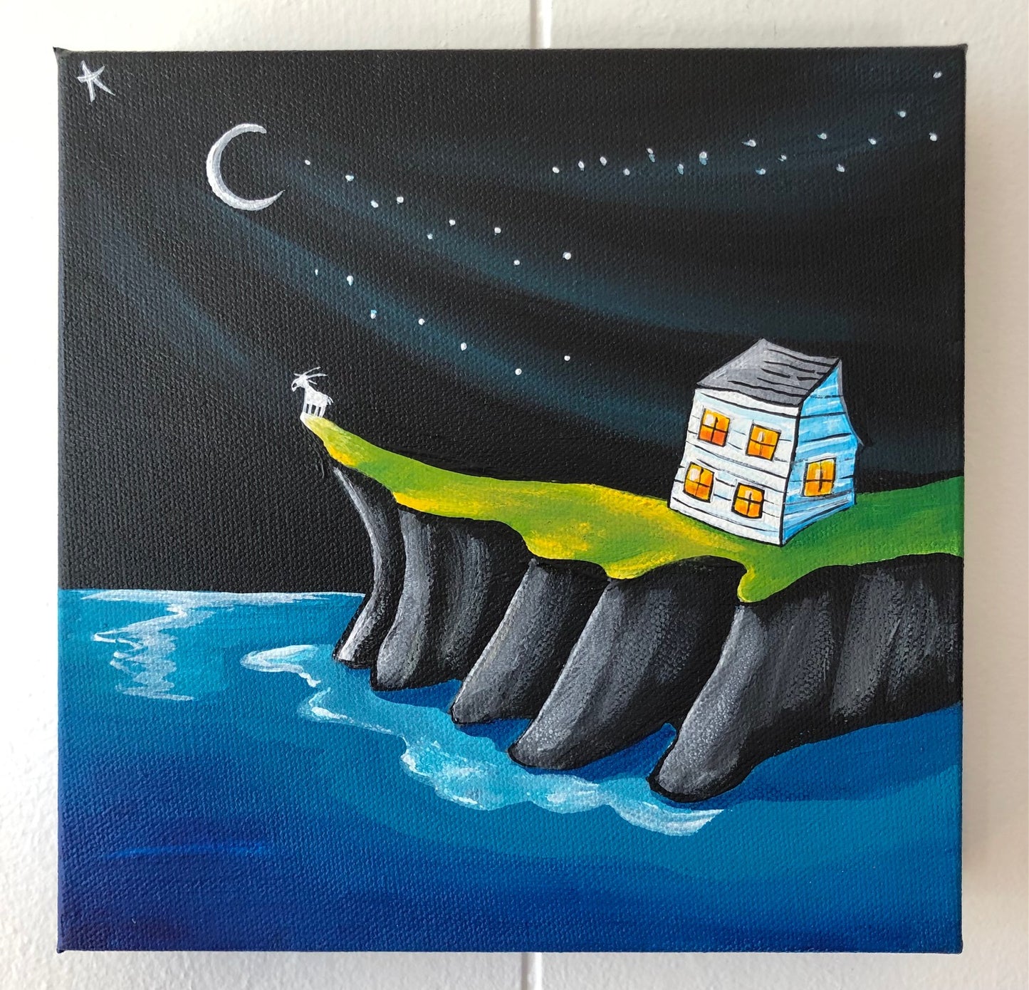 (SOLD)Goats can make wishes that always come true, on Sliver Moon Nights when the ocean is blue