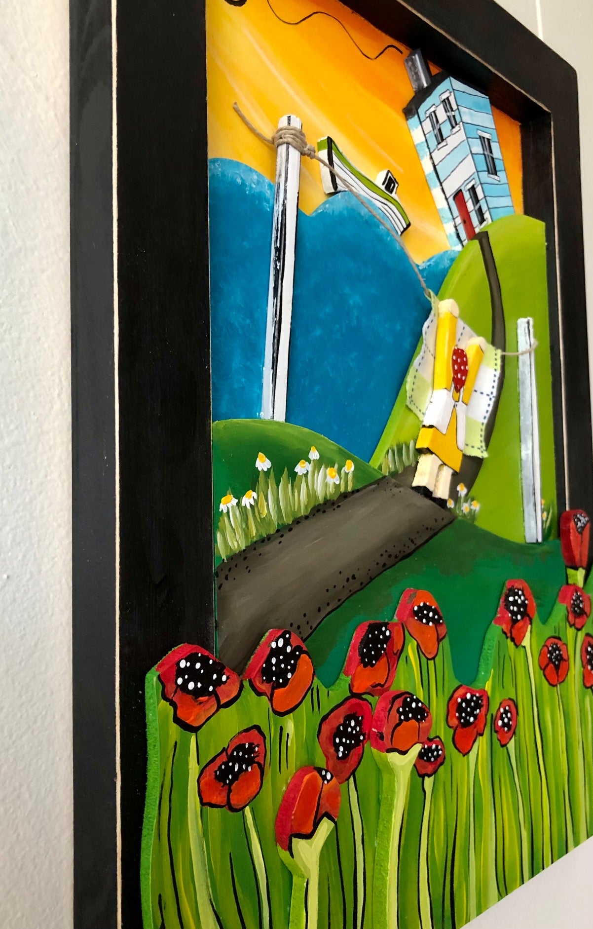 (SOLD)Nan smiled at Poppy's Fishing Boat while the Poppies Smiled at Nan