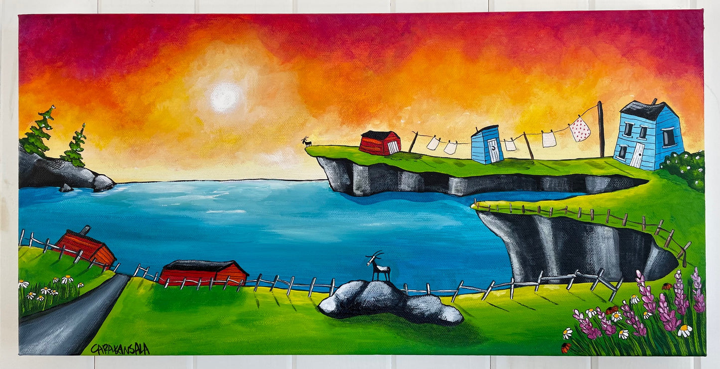 (SOLD)Pepper is waiting for the little black goat to finish saying good-night to the sun