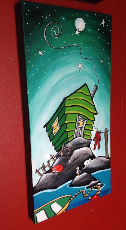 (SOLD) Last Night Poppy Got Soaked to the Bone in The Rain and Now He Can't Go Fishing 'Til His Long Johnnies Dry