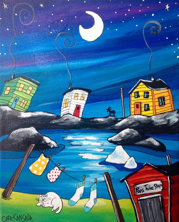 (SOLD) Every Night, Pepper the Goat Would Sing Moonsongs to Salty the Cat While She Slept