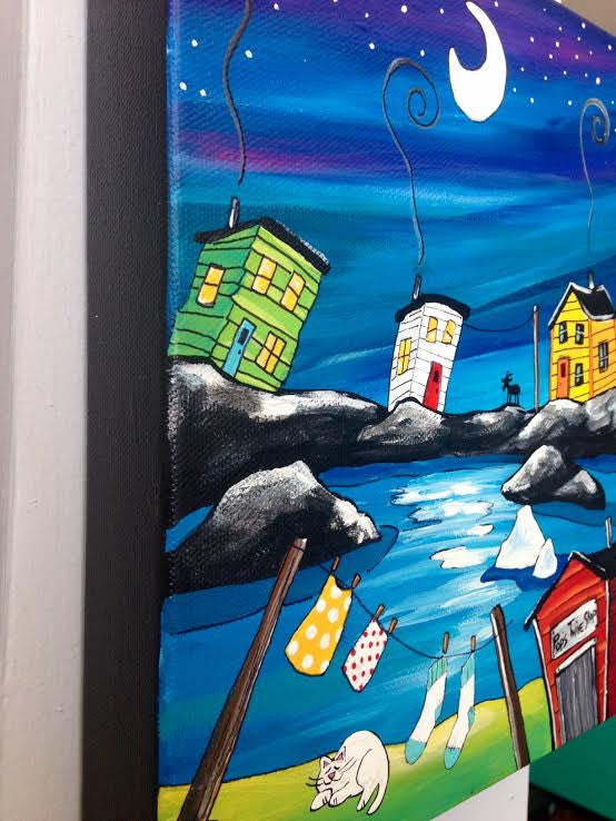 (SOLD) Every Night, Pepper the Goat Would Sing Moonsongs to Salty the Cat While She Slept