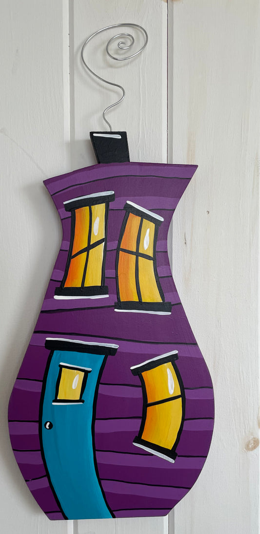 (SOLD)Original - Downtown Dancing House Purple/Blue Door