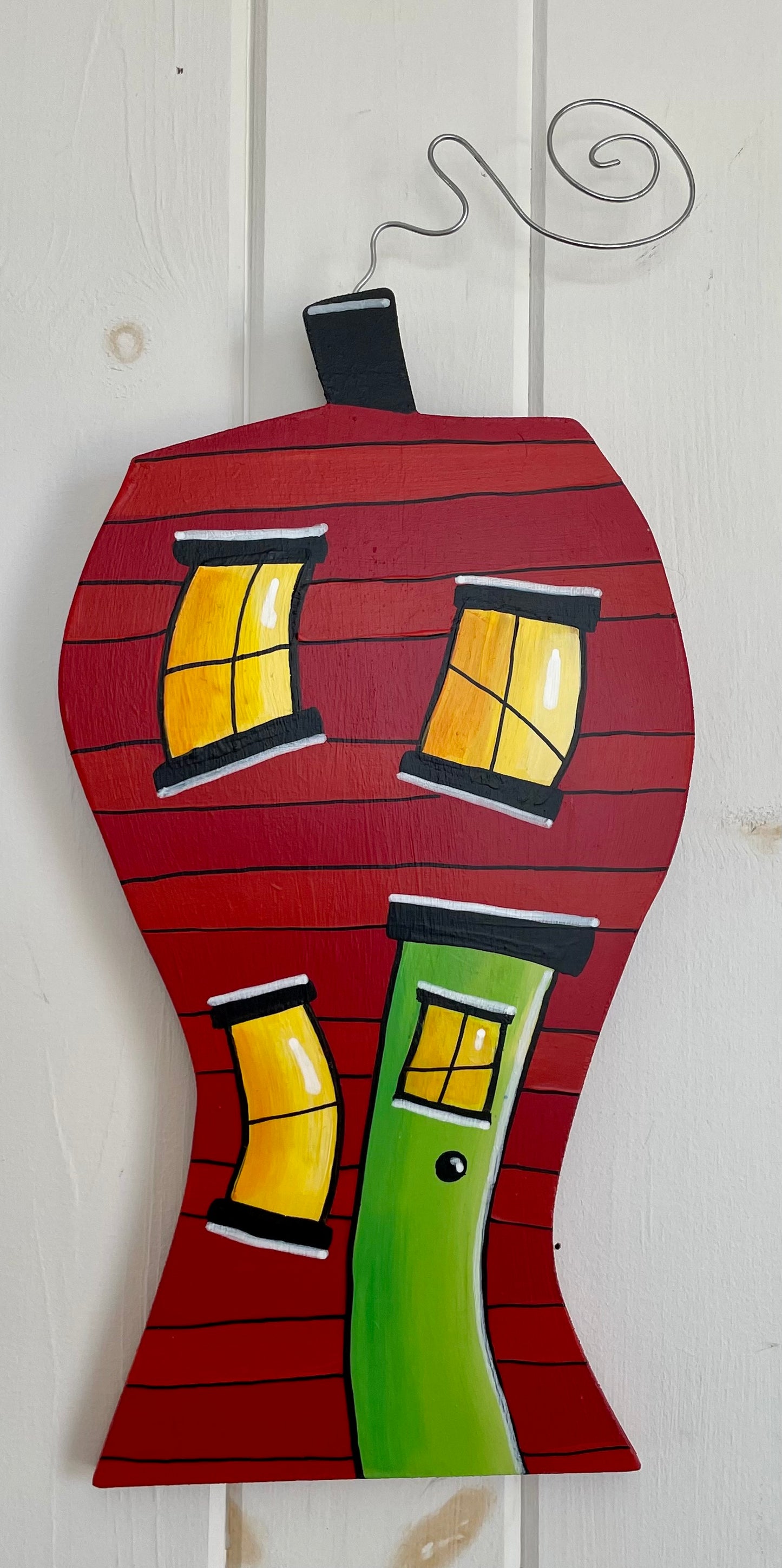 (SALE)Original - DOWNTOWN DANCING HOUSE - Red/Green Door