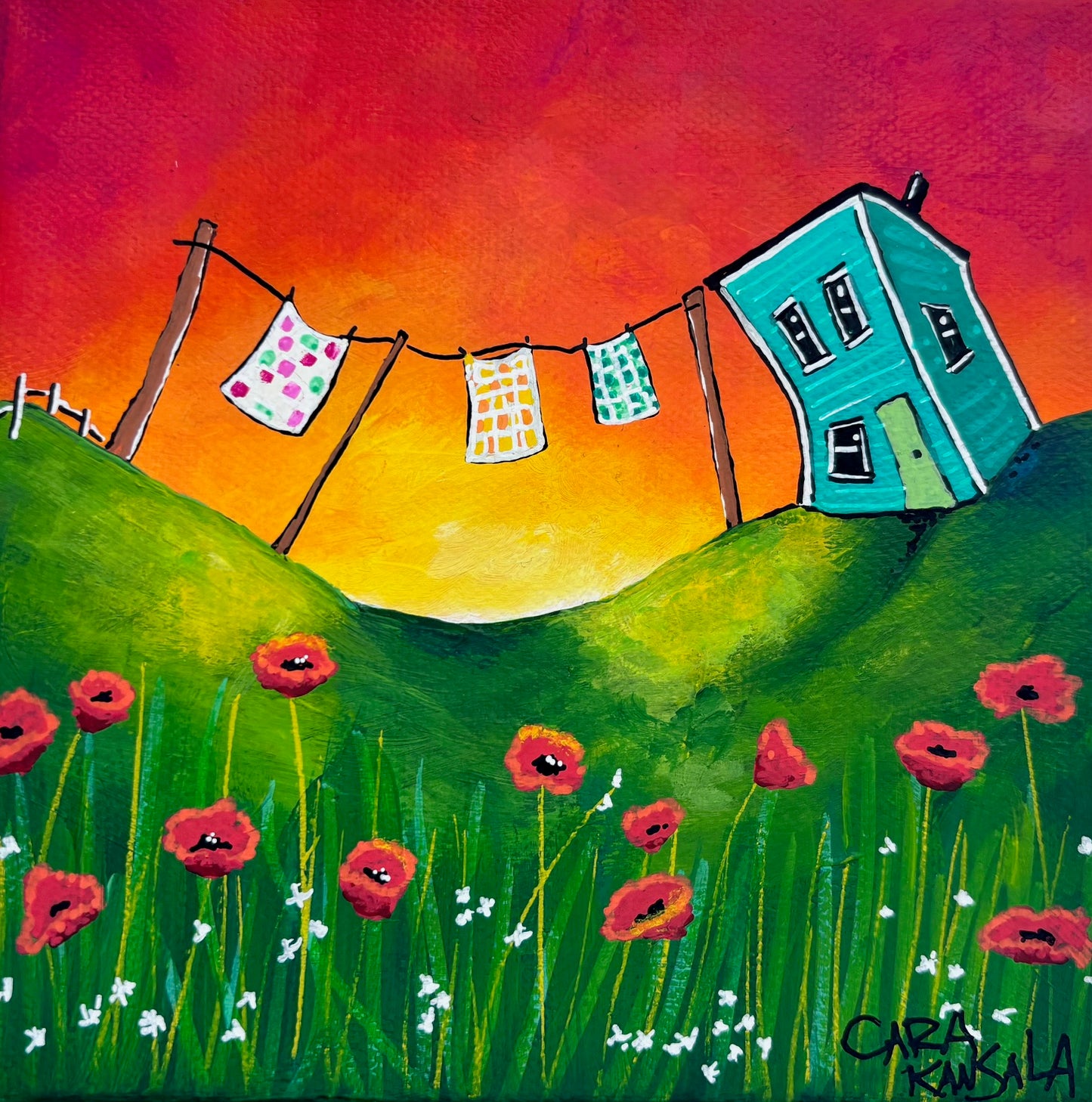 (SOLD) Once every summer, Pop would put Nan's old quilts on the line, because he said it made the sun smile to see them.