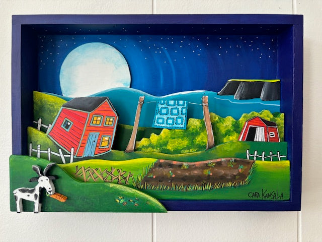 (SOLD) When Old Gus the Goat saw that the barn door had been tied shut with a piece of twine, her ate it for supper and after that he sauntered over to Nan's carrot garden and ate  every last one for dessert