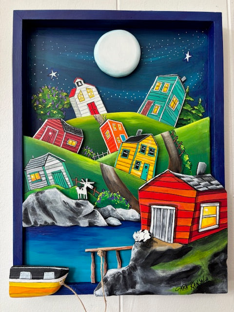 (SOLD) Pip the wee goat was excitedly waiting for Nan to get home from the church bingo because Nan said if she won, she'd buy Pip the big bag of raisins from Mrs. Mercer's Superette