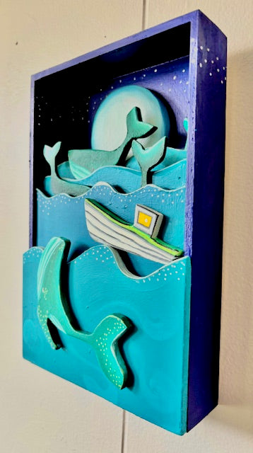 (Sold) For so many years, by the light of the moon, Pop would take Nan out to watch the whales swoon. She'd laugh and she'd clap while they jumped towards the sky and Pop would watch Nan, with a tear in his eye