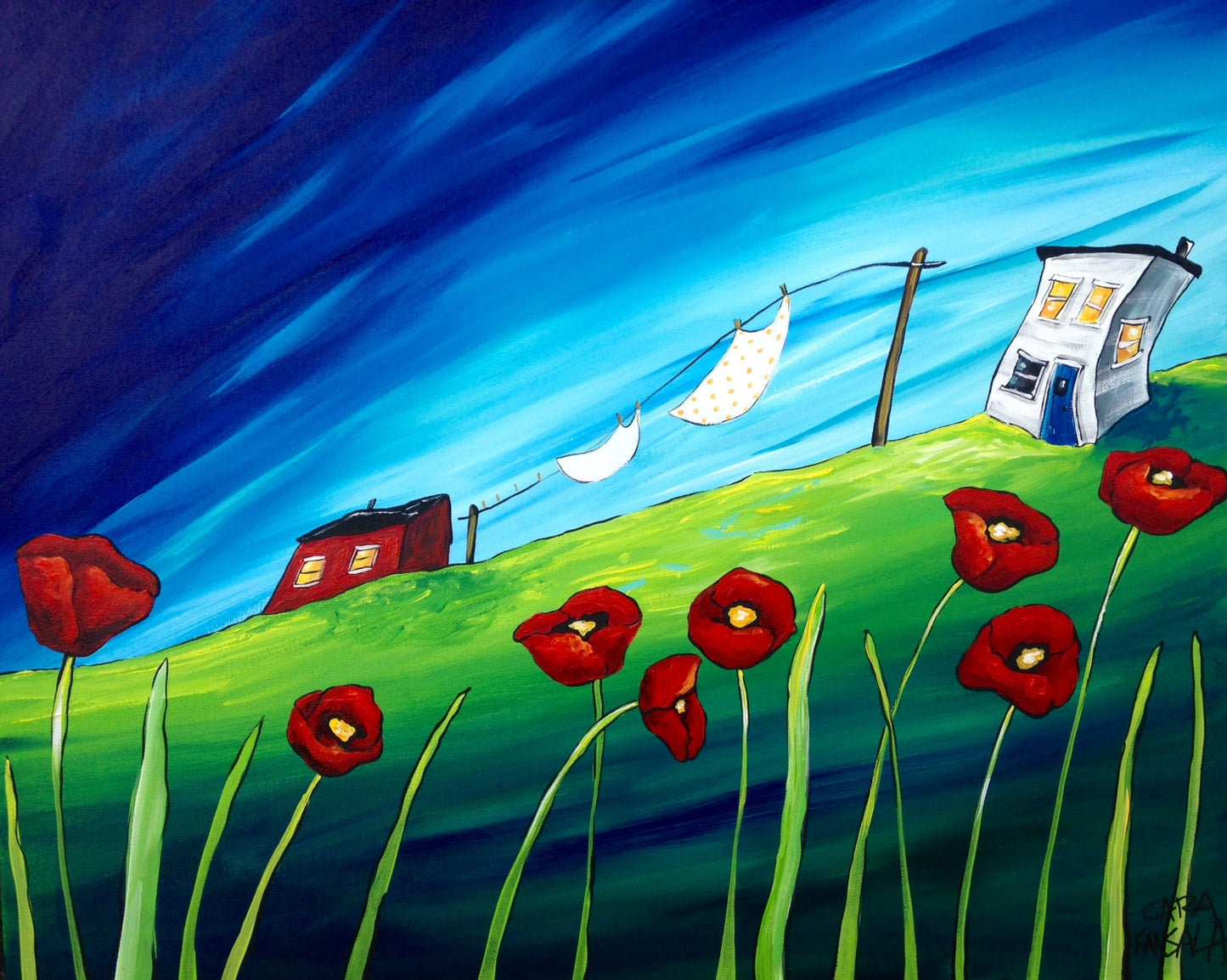 (SOLD) While Poppies Grew the Wild Winds Blew at Nan's House by the Sea