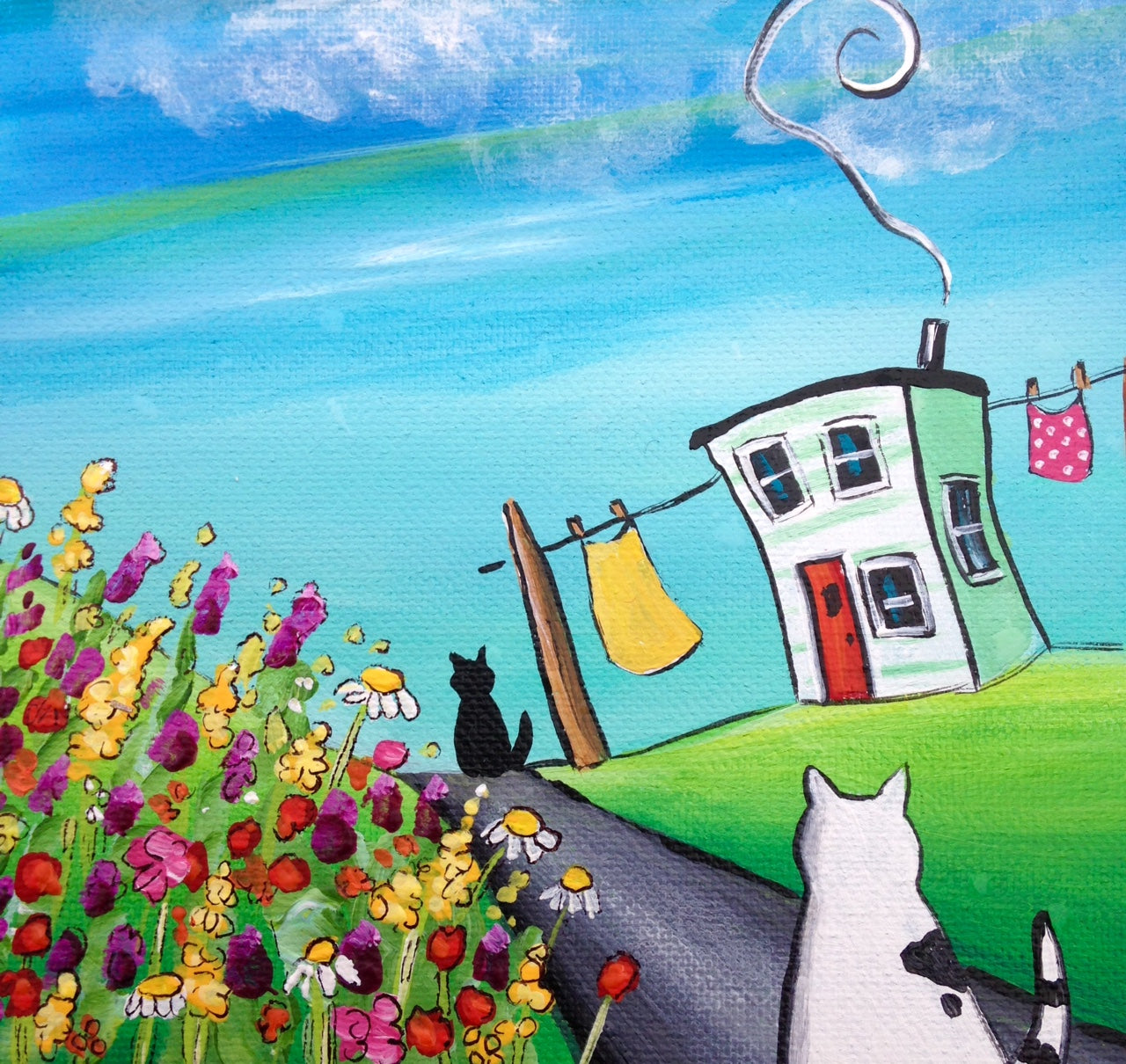 (SOLD) Flora Purred When She Saw the Little Black Come Strolling Down the Road to Meet Her By Nan's Wildflowers