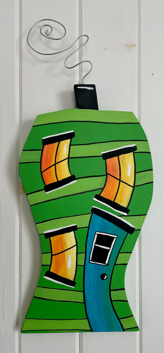 (SOLD)Downtown Dancing House (Green/Blue Door)