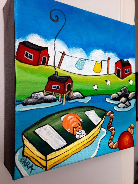 (SOLD) The Marmalade Cat Always Slept in Pop's Boat When He Came Home for His Dinner